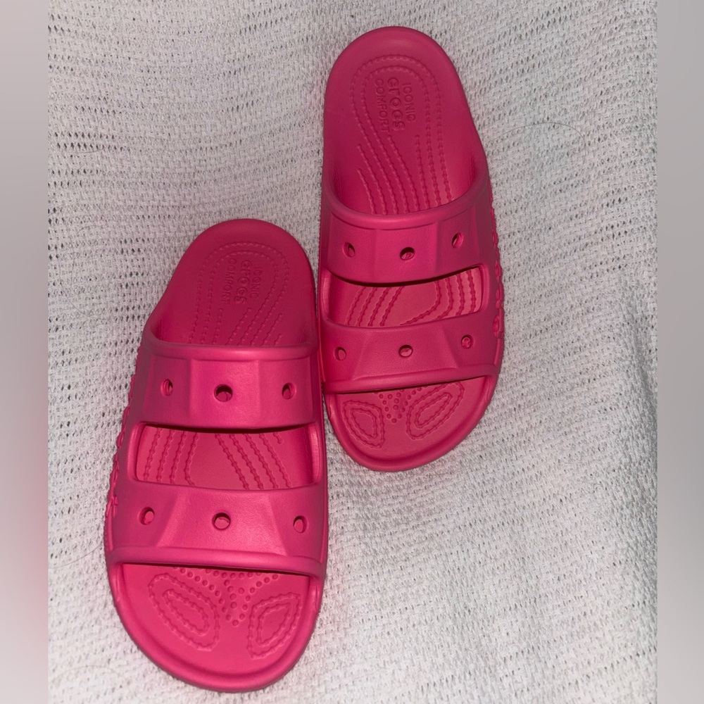 Pink croc sandals